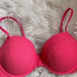 Vs pink ribbed padded bikini 👙 top nwot size XXL crinkled material so adorable